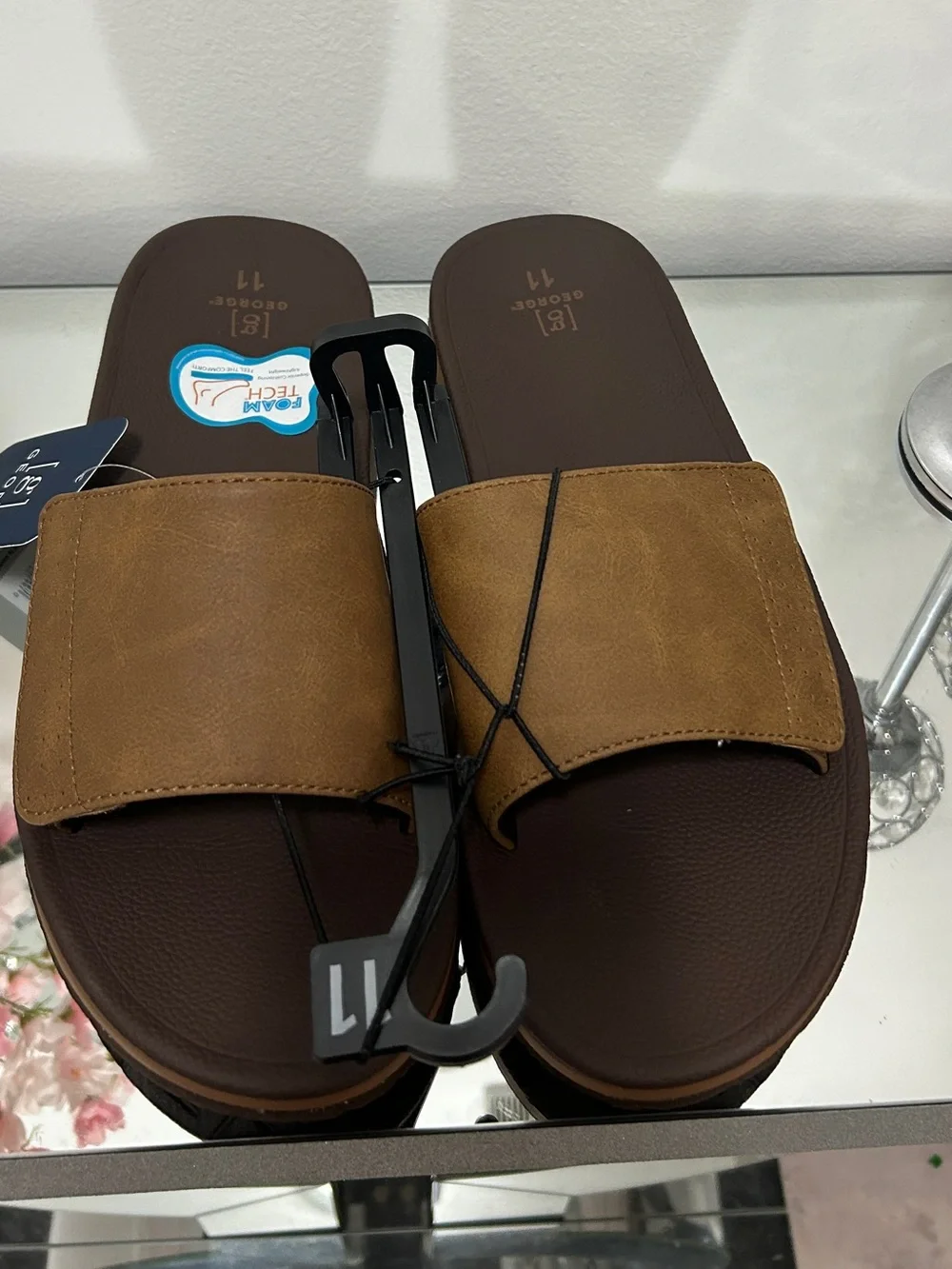 George Men’s Sandals Size 11 Brown Comfort Slip On Casual NWT